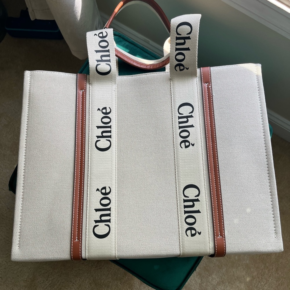 Chloe Cream and Brown Tote Bag
